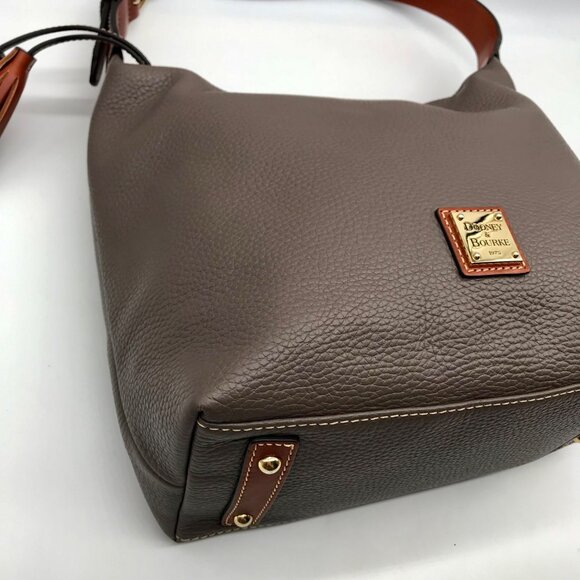 Dooney & Bourke Gray Pebbled Grain Leather Paige Sac Shoulder Bag - Picture 7 of 11